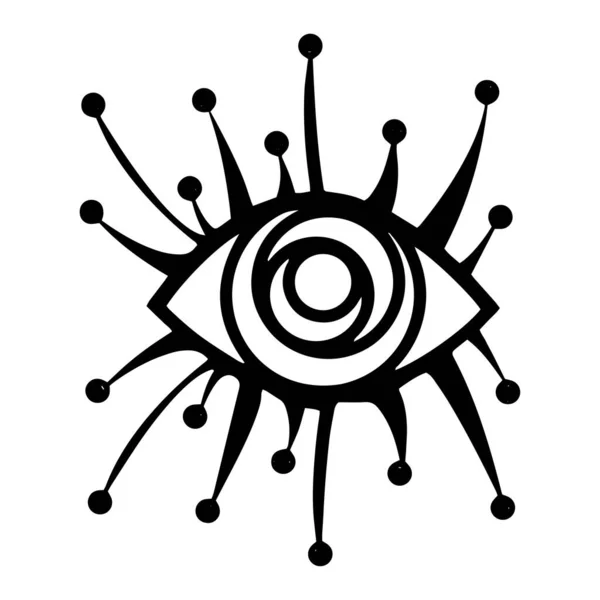 Allemaal Zichtend Oog. Providence magisch symbool in boho stijl. Astrologie, occult en tribaal, esoterisch en alchemie teken. Vector — Stockvector