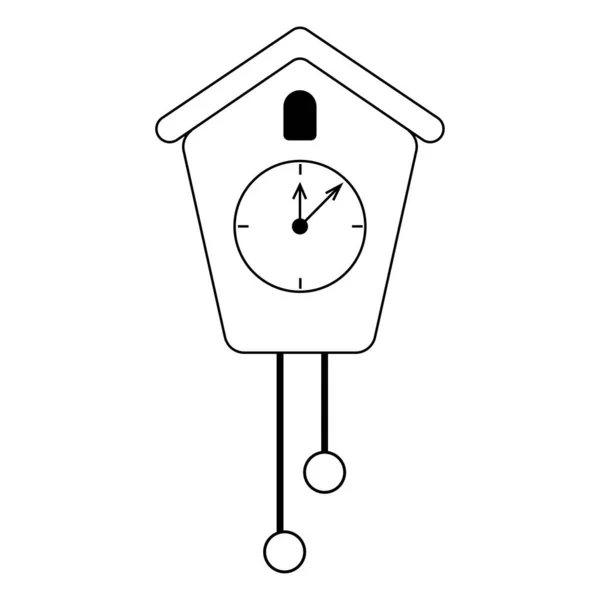 Horloge murale icône vectorielle noir et blanc — Image vectorielle