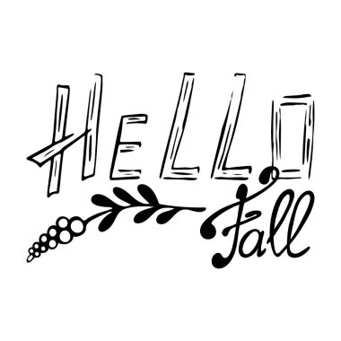 Merhaba sonbahar dekoru çizimi. Siyah ve beyaz.