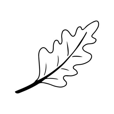 Meşe yaprağı karalaması. Beyaz arka planda izole edilmiş. Satır sanatı.