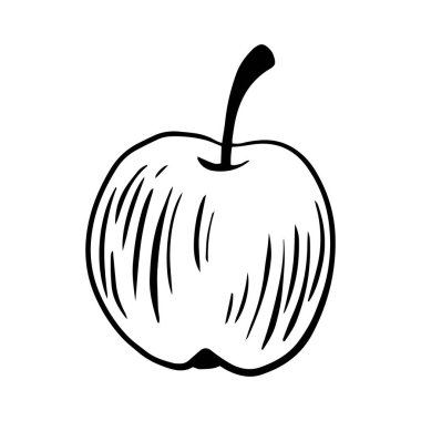 Elma karalama ikonu. Gıda çizimi beyaz arkaplanda izole edildi.