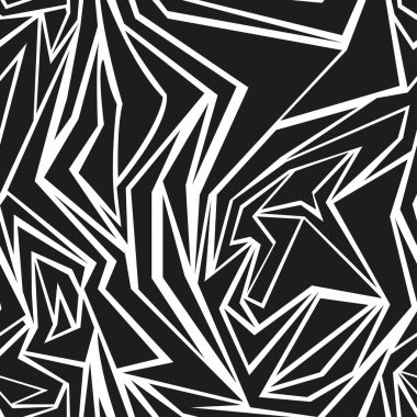 El çizimi soyut şekiller pürüzsüz desenler. Siyah beyaz arka plan. Satır sanatı.