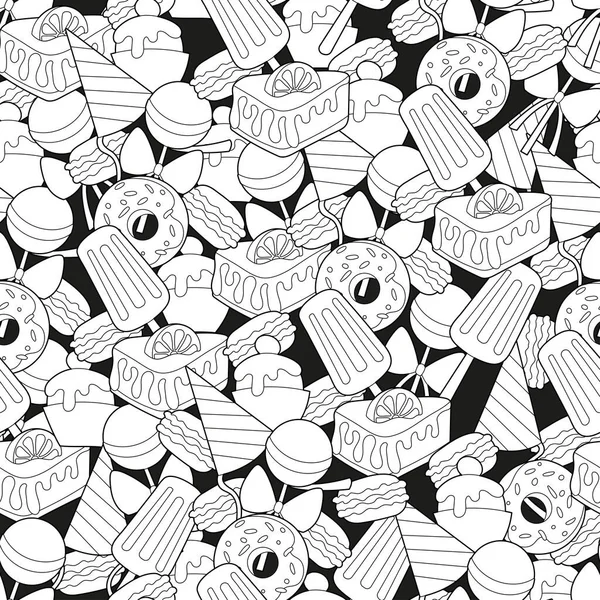 Süßigkeiten Nahtlose Muster Bunte Cartoon Illustration Weißer Hintergrund — Stockvektor