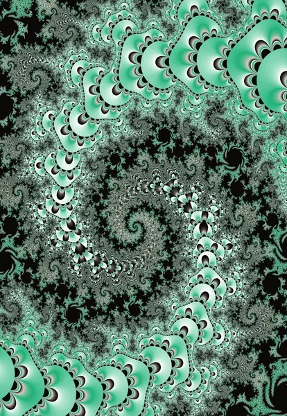 beautiful one-of-a-kind abstract kaleidoscope in emerald-beige tones, beautiful illustration. flower with fractal graphic elements