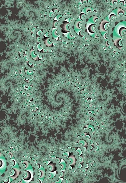 Hermoso caleidoscopio abstracto inusual en tonos beige esmeralda, hermosa ilustración. Flor brillante con elementos de gráficos fractales — Foto de Stock