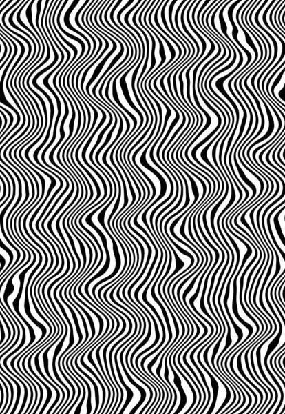 Black and white wavy pattern that imitates an optical illusion, Zebra color — Stock Photo, Image