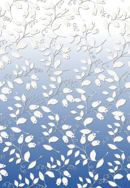 Arkaplanındaki zarif mavi gradyan ve beyaz üç boyutlu soyut çiçek süsü. Tasarım için kusursuz bir arkaplan..