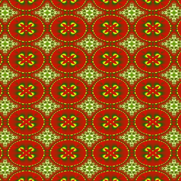 Caleidoscopisch patroon in rode en groene tinten. Naadloze achtergrond voor verjaardag, Kerstmis en Nieuwjaar notities, wenskaarten, cadeauverpakking, oppervlakte texturen. — Stockfoto