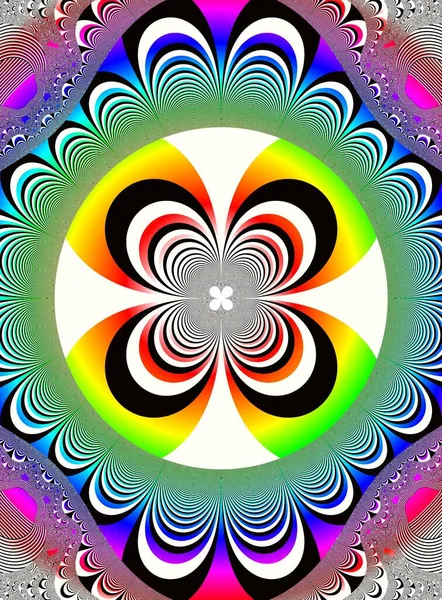 Rainbow creative abstract drawing design with fractal graphic elements, psychedelic decor — Stok fotoğraf