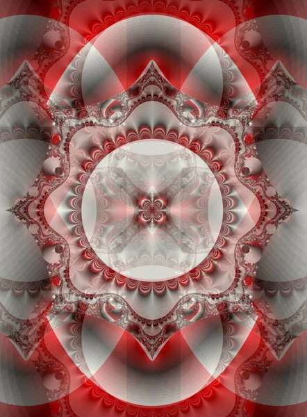 abstract design in red, black and white with fractal graphic elements, fractal art