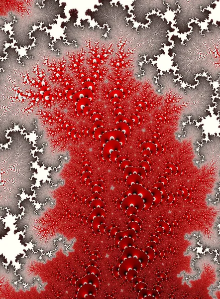 Diseño abstracto en rojo, blanco y negro con elementos gráficos fractales, arte fractal — Foto de Stock