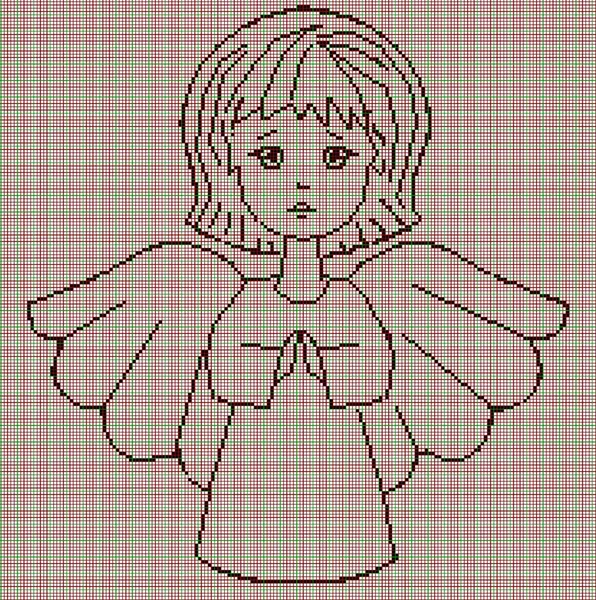 Angel.pixel graphics. childrens creativity.cross stitch design — Stock Photo, Image