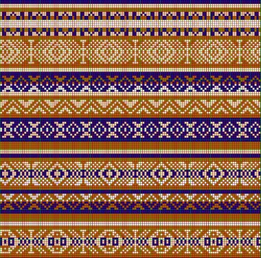 Örgü ve nakış işlemede kullanılmak üzere geometrik renk yineleyici desen