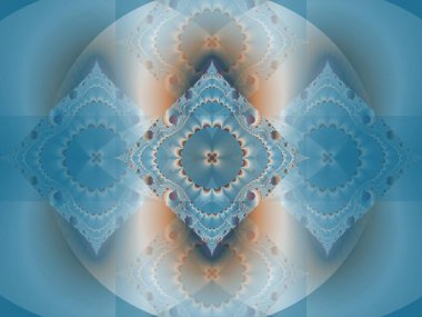 Mavi ile soyut geometrik desen, üretken hesaplama sanatı çizimi