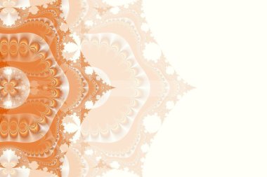 Yaratıcı tasarım için soyut fraktal illüstrasyon. Kenarlarını bulanıklaştıran muhteşem bir sanatsal çiçek. Renklerin turuncu tonları oyunu