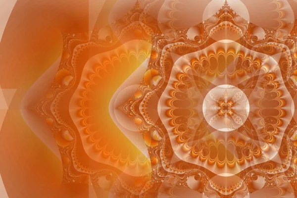 Ilustração fractal abstrato para design criativo. uma flor artística fantástica com o efeito de borrar as bordas. Um jogo de tons de laranja de cor — Fotografia de Stock