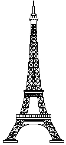 Tour Eiffel sur fond blanc, pixel art — Photo