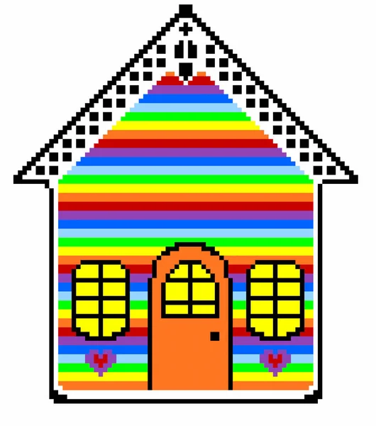 Hus, rainbow.pixel art, en symbol för hbt rättigheter — Stockfoto