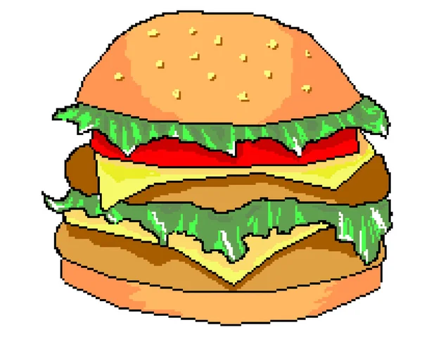 Hamburger.food motyw, fast food, sztuka pikseli — Zdjęcie stockowe