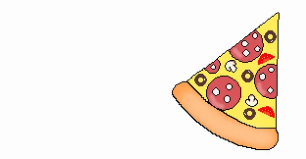 Plátek pizzy je banner na bílém pozadí.pixel art. fast food.food téma — Stock fotografie