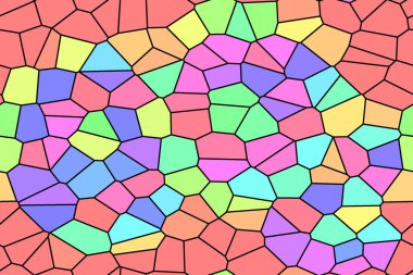 Renkli parlak mozaik çok renkli kareler, eşkenar dörtgenler ve üçgenler, lekeli cam pencereler..