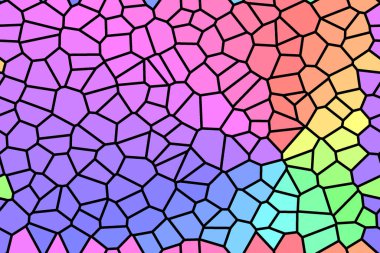 Renkli parlak mozaik çok renkli kareler, eşkenar dörtgenler ve üçgenler, lekeli cam pencereler..