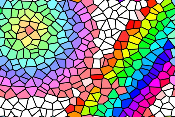 Bunte helle Mosaik nahtlose Muster von bunten Quadraten, Rauten und Dreiecken, Buntglasfenster. — Stockfoto