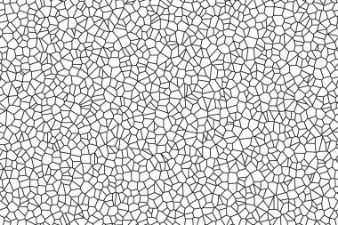 Siyah ve beyaz pürüzsüz desen. Köşeli düzensiz bir şebeke. Mozaik dokusu çok şık. Modern grafik tasarımı. Çatlak toprak, çatlakların beyaz ve siyah bir dokusu var..