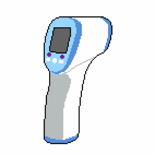 Bezdotykowy termometr podczerwieni. rysunek pixel art, koncepcja sprawdzania objawów koronawirusu i opieki medycznej. — Zdjęcie stockowe