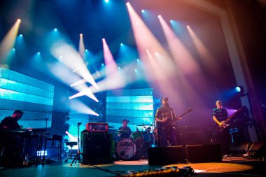 Edinburgh UK: 22 Ağustos 2018: Mogwai grubu Leith Theatre Edinbugh International Festival 'de canlı performans sergiledi