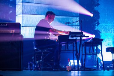 Edinburgh UK: 22 Ağustos 2018: Mogwai grubu Leith Theatre Edinbugh International Festival 'de canlı performans sergiledi