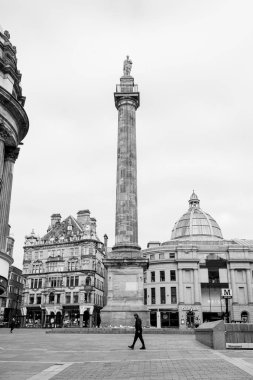 Tyne UK üzerine Newcastle 21 Mart 2021: Tek renkli salgın sırasında Newcastle şehir merkezinin kapatılması sırasında Greys Anıtı