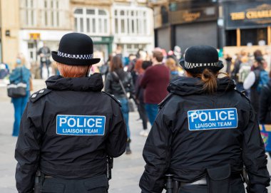 Newcastle on Tyne UK: 3 Nisan 2021: Kill the Bill protestosu Newcastle, Kuzey İngiltere 'de protesto hakkı için. Sosyal mesafeli barışçıl gösteri