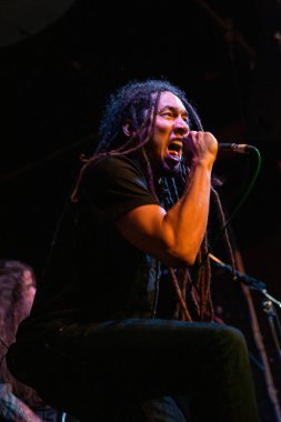 Newcastle on Tyne UK: 14.02.2015: Carl Bensley The Cluny 'de Snot ile performans sergiliyor