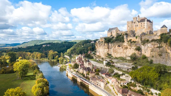 Widok Lotu Ptaka Beynac Cazenac Francja — Zdjęcie stockowe