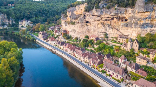 Antenn Utsikt Över Roque Gageac Stad Frankrike — Stockfoto