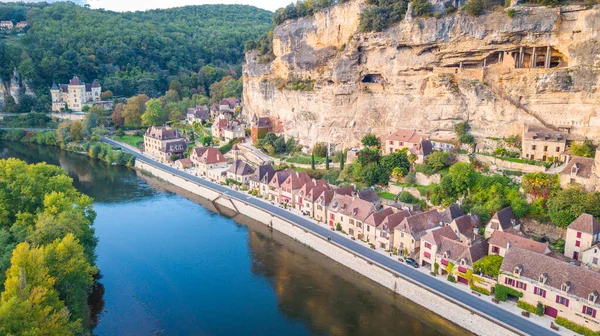 Antenn Utsikt Över Roque Gageac Stad Frankrike — Stockfoto