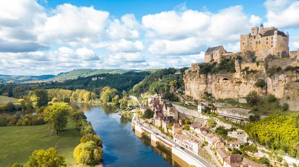 Widok Lotu Ptaka Beynac Cazenac Francja — Zdjęcie stockowe