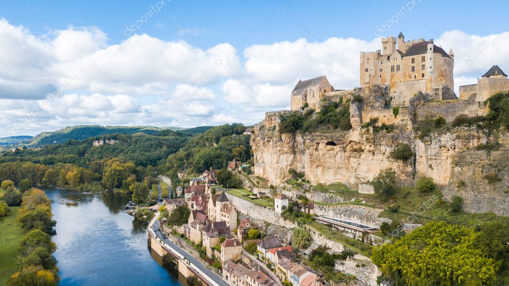 aerial view of beynac et cazenac town, France