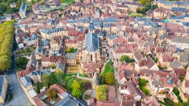Sarlat la Caneda şehrinin havadan görünüşü, Fransa