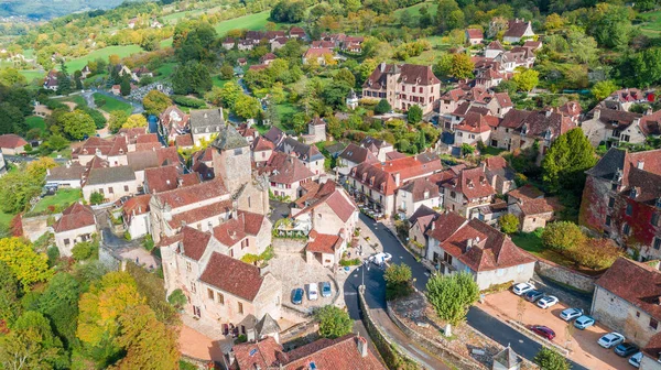 Vista Aérea Ciudad Medieval Dordoña Francia — Foto de Stock