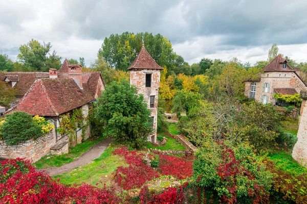 countryside town of stone houses in france