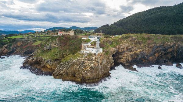 aerial view of santa katalina lighthouse, Basque country