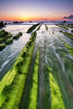 Barrika Sahili 'nde gün batımı manzarası