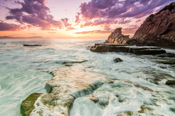 Amazing Sunset Landscape Barrika Beach — Stock Photo, Image
