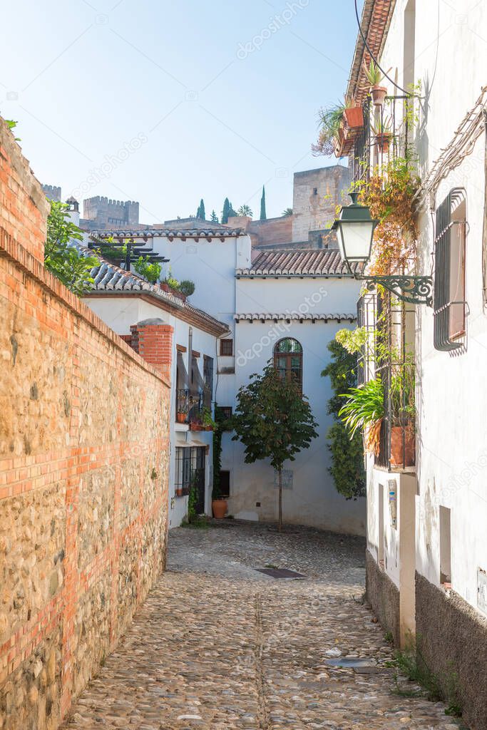 beautiful streets of albaicin district in granada, Spain