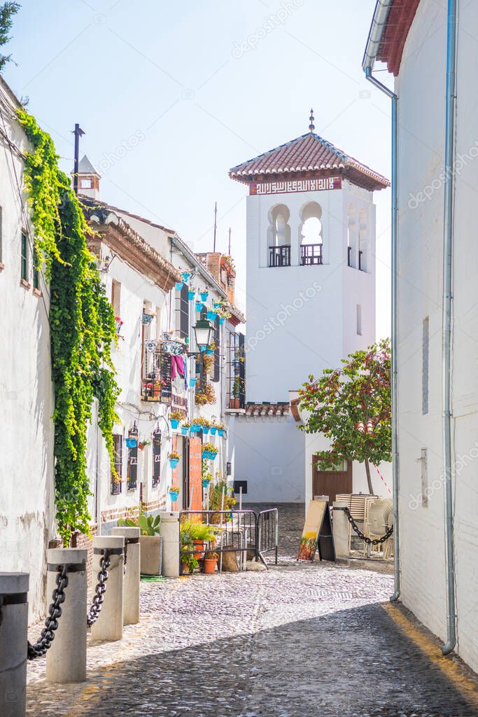 beautiful streets of albaicin district in granada, Spain