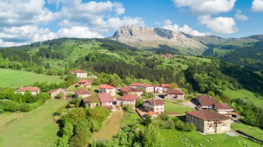 aerial view of orozko countryside town in basque country, Spain clipart