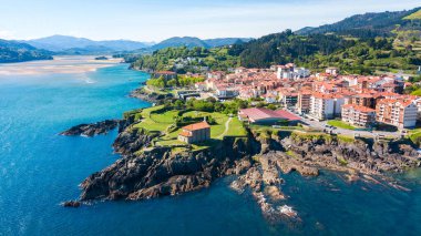 views of mundaka fishing town in basque country, Spain clipart