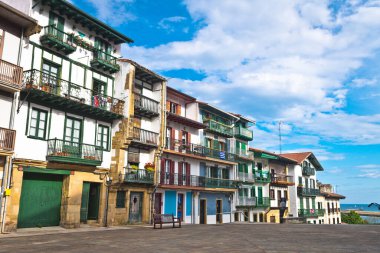 colorful streets of hondarribia town, Spain clipart